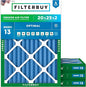 Filterbuy 20x25x2 Air Filter MERV 13 Optimal Smoke & Allergy Defense (4-Pack), Electrostatic Pleated HVAC AC Furnace Filters Replacement, Made in USA (Actual Size: 19.50 x 24.50 x 1.75)