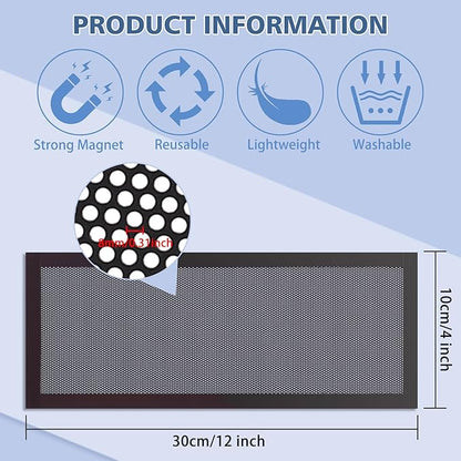 8 Pack Strong Magnetic Floor Vent Cover - PVC Mesh Register for Wall Ceiling Floor Catch Debris Hair Insect (Black, 4 x 10 Inch)