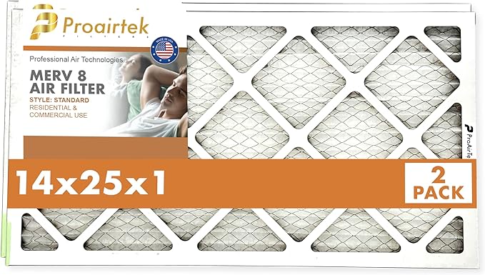 Proairtek AF14251M08SWH Model 14x25x1 Pack of 2 Air Filters, MERV 8; Ideal for Anyone Wanting Clean, Crisp Air in Their Home