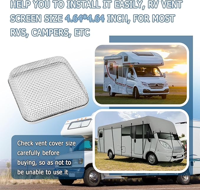 4.64×4.64 Inch RV Vent Cover Stainless Steel,RV Furnace Vent Screen & Installation Tool for Avoiding Flying Animal,RVs Furnace Vents Cover Fit RVs/Campers Car Accessories