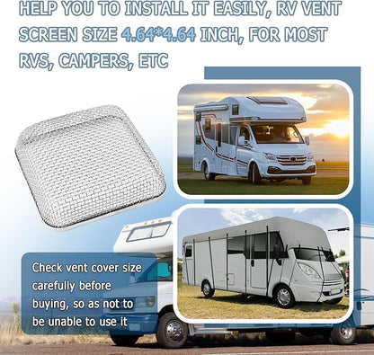 4.64×4.64 Inch RV Vent Cover Stainless Steel,RV Furnace Vent Screen & Installation Tool for Avoiding Flying Animal,RVs Furnace Vents Cover Fit RVs/Campers Car Accessories