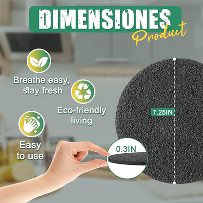 7.25 Inch Charcoal Filters for 10 Pack Kitchen Countertop Compost Bins - Extra Thick 0.3" for Longer Lasting Activated Carbon