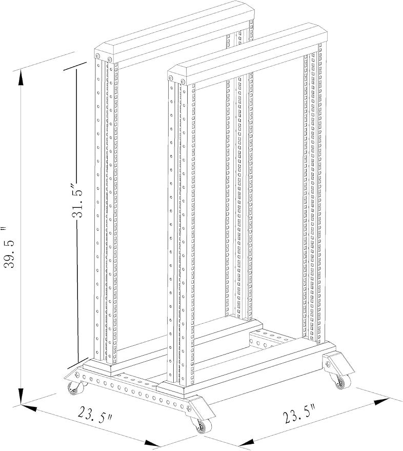 Raising Electronics Server Rack Open Frame Rack 4 Post 19 inch Adjustable Server/Audio Rack Cold Rolled Steel(15U,17 Depth)