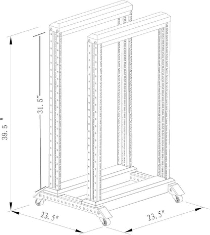 Raising Electronics Server Rack Open Frame Rack 4 Post 19 inch Adjustable Server/Audio Rack Cold Rolled Steel(15U,17 Depth)