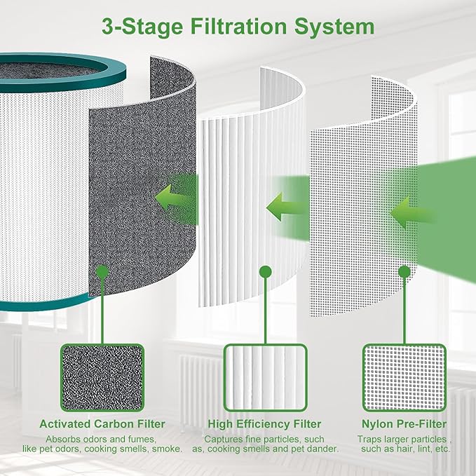 TP01 TP02 Replacement Filter 2 Pack Compatible with Dyson Pure Cool Link TP01, TP02, TP03, BP01, AM11 Tower, NXBHG 360° True Filter, Compare to Part # 968126-03