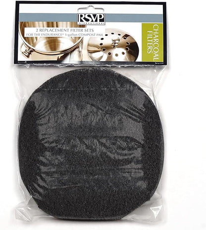 RSVP International Charcoal Compost Bin Filter 2-Piece Set Helps Keep Kitchen Smelling Fresh, Replacement