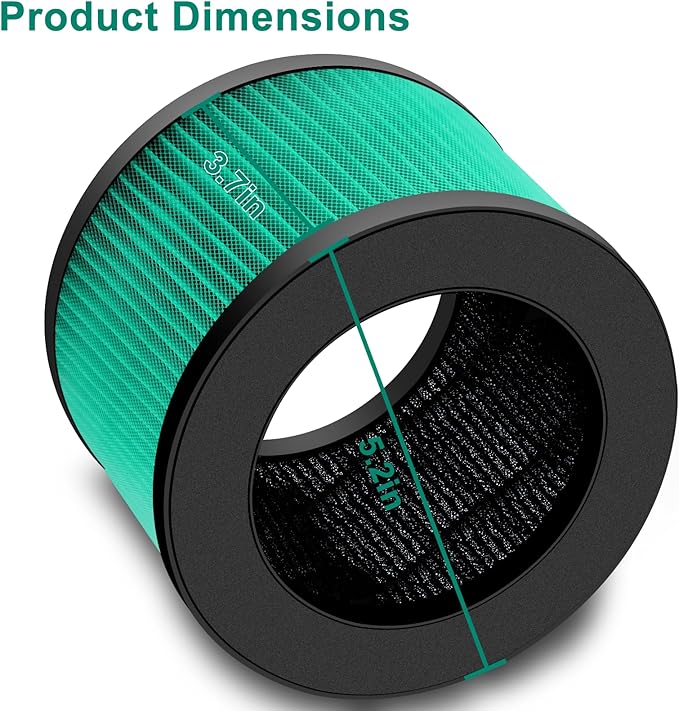 2 Pack MK01 MK06 Air Filter Replacement Compatible with Aroeve MK01 MK06, ToLife TZ-K1 and Kloudi DH-JH01 Filter, Pet Dander Version, Green