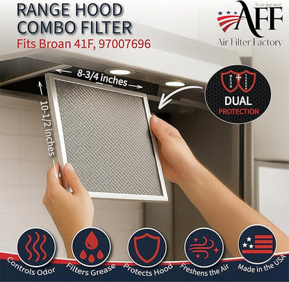 Air Filter Factory Range Hood Filter Replacement For 41F, 97007696, 97005687 Fits Broan Nutone Ductless Exhaust Fan Filter - 8.75 X 10.5 X .44 Inches Grease Mesh Carbon Kitchen Screen