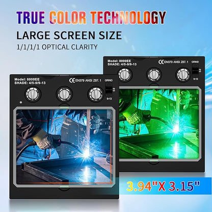 TRQWH Welding Lens Auto Darkening Welding Helmet Lens True Color Technology with 4 Arc Sensor Ajustable Shade Range 4/5-13 Automatic LCD Lens Dimming Shade Filter 4.49x5.24in Auto Welding Lens
