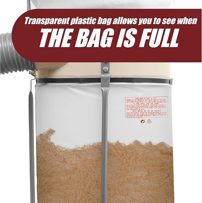 Clear Plastic Dust Collector Replacement Bag 5 Pack 20" Diameter by 43" Long For Machines with 20" Filter Drums 5 mil Thick