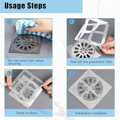 6 PCS Silicone Shower Drain Cover with 50 Pack Floor Drain Filter Screen Sticker – Anti-Blocking Anti-Insect Drain Strainers for Bathroom Sink, Bathtub, Kitchen & Bath Fixtures
