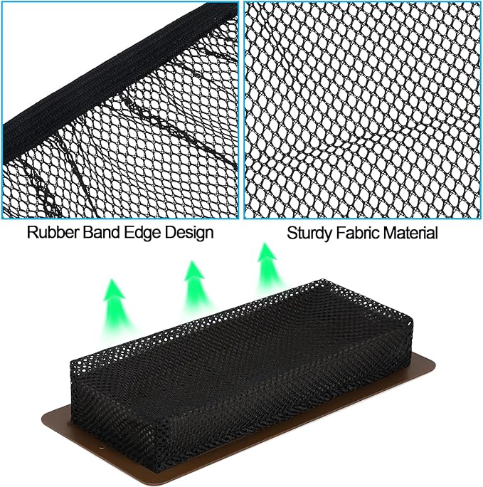 12 Pack Floor Register Cover Trap 4 X 12 Inch Vent Screen Net Black Air Vent Mesh Nets Home Floor Net Trap Floor Vent Mesh Filters Keeps Bugs, Coins, Pet Hair, Food Out