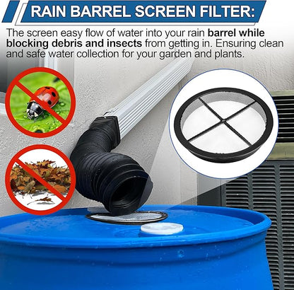 Rain Barrel Screen for Rain Barrel, 6 Inch Rain Barrel Cover for Rain Water Collection Barrel Diverter System, Rain Barrel Kit Vent Keep Mosquitos and Debris Out of Rain Barrels - Rain Barrel Parts