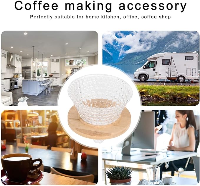 AUNMAS Coffee Dripper Pour Over Filter, Thick Glass Durable Simple Use Even Extraction Universal Fit, Reusable Paperless for Home Office Blue