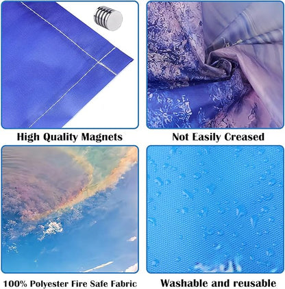 Fluorescent Light Covers - Classroom Covers for Ceiling Lights, 1 PCS 4 x 2 Feet Magnetic Light Filters, Classroom, Office Decor (Blue Sky - Rainbow)