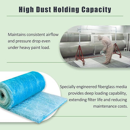 Fiberglass Paint Booth Filter Roll for Spray Booth 18-Gram Blue 200ft (30" x 200ft)