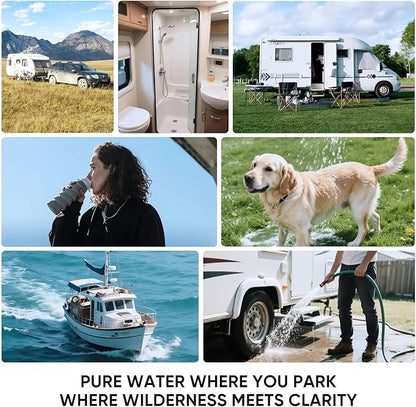 PUREPLUS RV Dual Stage Water Filter System, Includes Two Cartridges and Mounting Bracket, NSF/ANSI 42 Certified, Reduces Sediment, Heavy Metals, Chlorine and More, with Stainless Steel 3/4" Fittings
