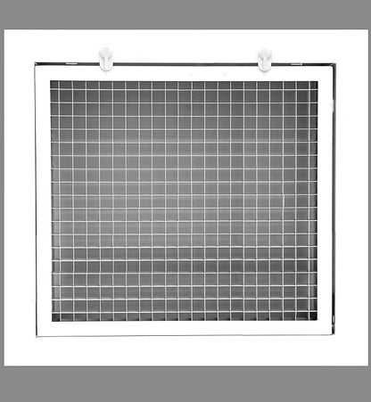 HVAC Premium 10" x 8" Cube Core Eggcrate Return Air Filter Grille for 1" Filter - Aluminum - White [Outer Dimensions: 12.5" x 10.5"]