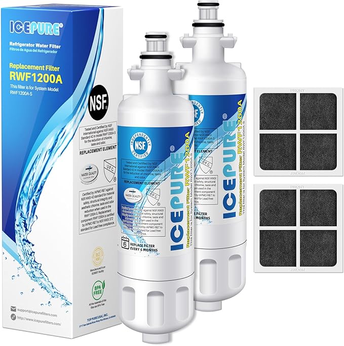 ICEPURE 46-9690 Replacement for LG LT700P ADQ36006101, Kenmore Elite 46 9690, LFXC24726S, 469690, ADQ36006102 LMXS27626S LFXS30766S Refrigerator Water Filter and LT120F Fresh Air Filter,2Combo