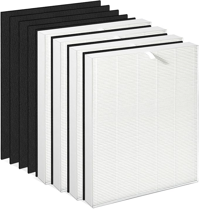 4 Pack Upgraded Air 108 Filter Replacement, Compatible with Oreck AirInstinct 75, 100, 108, 150, 200 Air Purifiers, Includes 4 Filters and 8 Carbon Fiber Pre-Filters