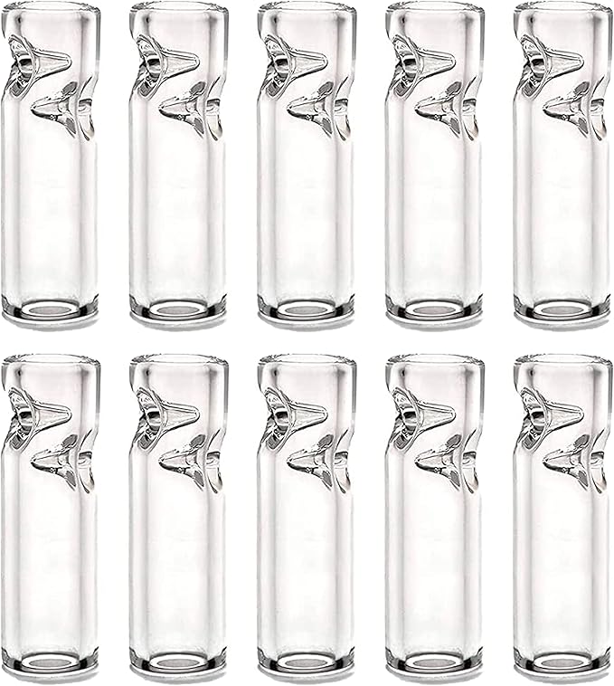 Premium Quality Glass Cigarette Rolling Filter Tips - Pack of 10 (8x25mm-Round Mouth)