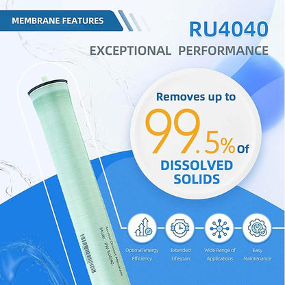 BW-ULP4040 Industrial RO Membrane, [99.5% Salt Rejection] [4 x 40 inch] 150psi Commercial Industrial Reverse Osmosis Filter Replacements for brackish water Desalination, Wastewater Recycling