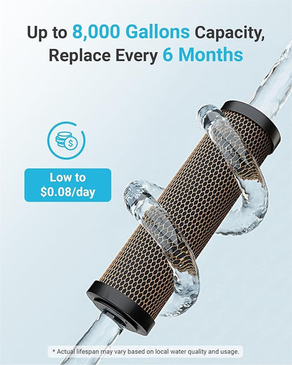AQUA CREST 1 Micron 2.5"x10" Whole House CTO Carbon Water Filter Cartridge Replacement for DuPont® WFPFC8002, Culligan® D-10A, CBC-10, GE® FXWTC, GXWH20T, Pack of 2