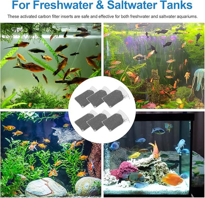 Activated Carbon Inserts for AquaClear 10-30 Gallon Filter, Aquarium Carbon Media for Fluval Aqua Clear, Charcoal for Fish Tank Filter A1382 (6 Pack 60g/Bag)