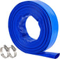 2.5" x 50 FT Pool Backwash Hose, Blue Heavy Duty Reinforced PVC Lay Flat Water Discharge Hose for Swimming Pool Filter Pump,with 2 Clamp
