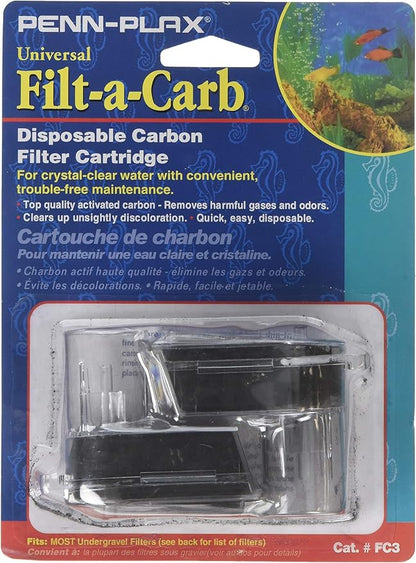 Penn-Plax Filt-a-Carb Replacement Media Cartridges (2 Pack) – Universal Fit for Most Undergravel Filters – Provides Chemical Filtration (FC3)