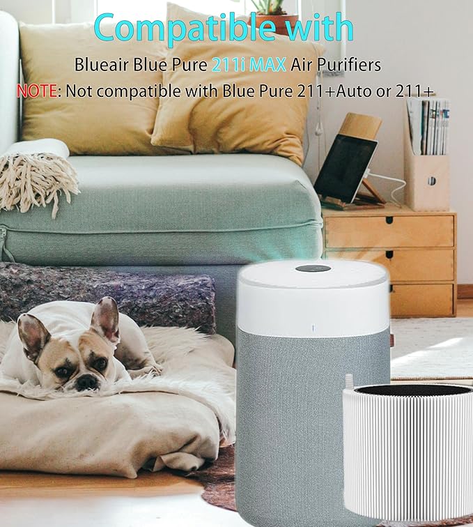 211i Max Replacement SmokeBlock Filter Compatible with BLUEAIR Blue Pure 211i Max Air Purifier, Premium Filter & Activated Carbon Replacement Filter Compared part #F2MAX 2pack