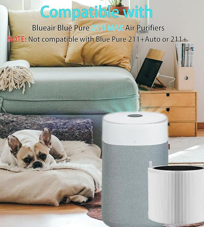 211i Max Replacement SmokeBlock Filter Compatible with BLUEAIR Blue Pure 211i Max Air Purifier, Premium Filter & Activated Carbon Replacement Filter Compared part #F2MAX 2pack