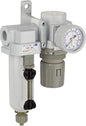 PneumaticPlus SAU320-N03G-MEP Compressed Air Filter Regulator Combo 3/8" NPT - Metal Bowl, Manual Drain, Bracket, Gauge