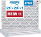 Aerostar 21 1/2x23 5/16x1 MERV 11 Pleated Air Filter, AC Furnace Air Filter, 4 Pack (Actual Size: 21 1/2" x 23 5/16" x 3/4")