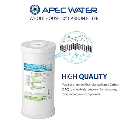 APEC Water Systems CB1-CAB10-BB Whole House Carbon Water Filter with 10" Home Filtration System, White