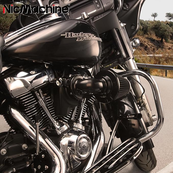 Big Sucker cone Air filter intake for harley air Cleaner Sportster Softail fatboy heritage dyna touring street road king Glide (Nake - BLACK, TypeB: Touring 01-07, Softail Dyna 99-15)