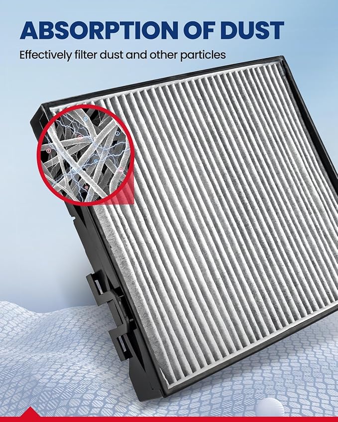 KAX Cabin Air Filter with Activated Carbon, CF10745 Replacement for Subaru Forester 2003 2005 2006 2007 2008, Passenger Compartment Air Filter, Filter Up Dust Pollen, 200% Longer Life