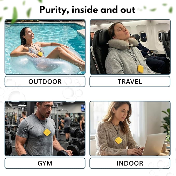 Portable Air Purifier for Travel, Gym, Office, Car – Wearable/Neckless Filterless Ionic Purifier, 50 Million Ions/cm³ for Dust,Asthma,Allergies, Odor Removal – 600 mAh Rechargeable