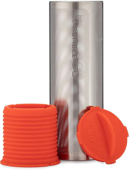 Rumble Go: Portable Cold Brew Coffee Filter - Fits Wide Mouth Water Bottles, 16-32oz – Universal Fit - Brews Coffee Anywhere - Eco-Friendly & No Disposable Parts (Orangey-Red Cap & Base)