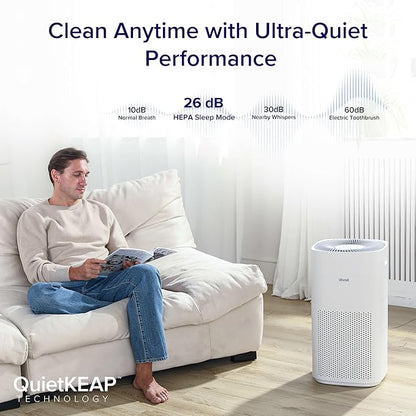 LEVOIT Air Purifiers for Home Large Room Up to 2933 Ft² With HEPA Sleep Mode, AHAM VERIFIDE, Smart WIFI, PM2.5 Monitor, 3-in-1 Filter For Smoke, Pet Allergies, Dust, Alexa Control, Core 600S-P, White