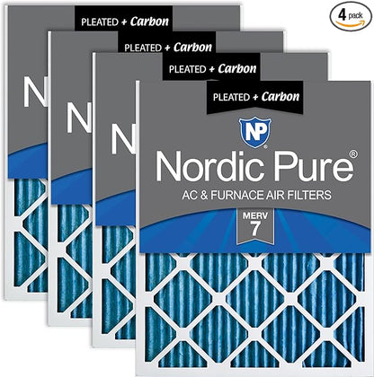 Nordic Pure 18x24x1 (Actual Size: 17 1/2 x 23 1/2 x 3/4) Pleated Air Filters MERV 7 Plus Carbon 4 Pack