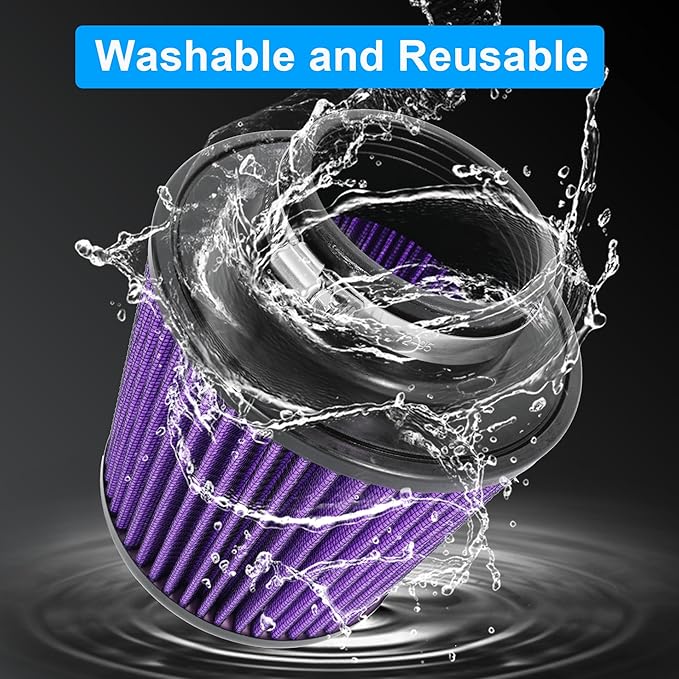 Cold Air Intake Filter High Performance Washable Filter Clamp-On Replacement Air Filter Flange Diameter 3inch/76mm Purple