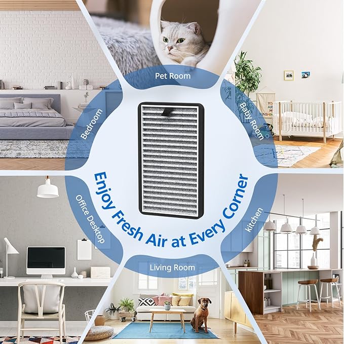 8 Pack For DSTx HEPA + Carbon Filters Replacement Compatible with Clarifion DSTx Mini Personal Portable Air Purifiers for Home, Bedroom and Pets, Works for Dust, Smoke,Odors and Airborne Particles