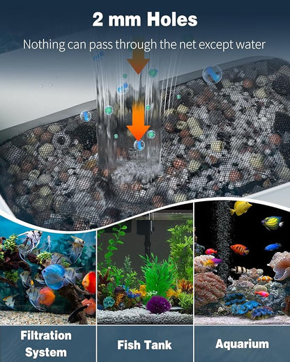 Pawfly 8 Pack Aquarium Filter Media Bags, Fine Mesh Filter Bag with Plastic Zipper Aquarium Media Bag for Activated Carbon, Bio Filter Balls and Filter Stones (15" x 10")