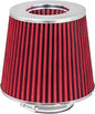 Mortar Aftermarket Auto Air Filter Replacement - Car Enthusiast Class Universal Cold Air Intake Gulps in More Air for More Engine Power & Passionate Induction Sound, 3.5 In, Red