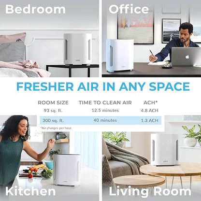 Pure Enrichment PureZone Air Purifier for Bedroom & Living Room, 4-Stage Filtration & UV-C Light, H13 HEPA Filter Helps Remove Bacteria, Pet Hair Dander, Allergens, Germs, Smoke, Dust (White)
