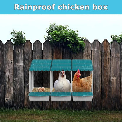 AUTENS Chicken Nesting Boxes, 1 Hole Laying Boxes,1 Nest Mat, Plastic Roll Away Chicken Nest Box, Egg Roll Out with Perch Eggs Protected Collection Area, Poultry Modular House Egg Coop Nest Perch