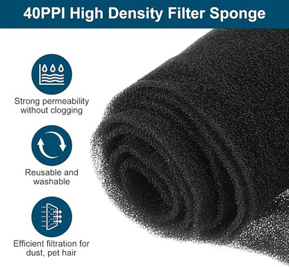 PATIKIL 39" x 39" x 0.1" Air Conditioner Filter Replacement, 2Pcs Washable Reusable Cut to Fit Foam Filter Air Filter for RV AC Vent Window Purifiers Computer, 40PPI