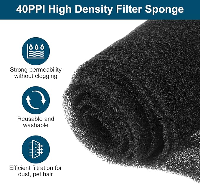 PATIKIL 39" x 39" x 0.2" Air Conditioner Filter Replacement, 2Pcs Washable Reusable Cut to Fit Foam Filter Air Filter for RV AC Vent Window Purifiers Computer, 40PPI