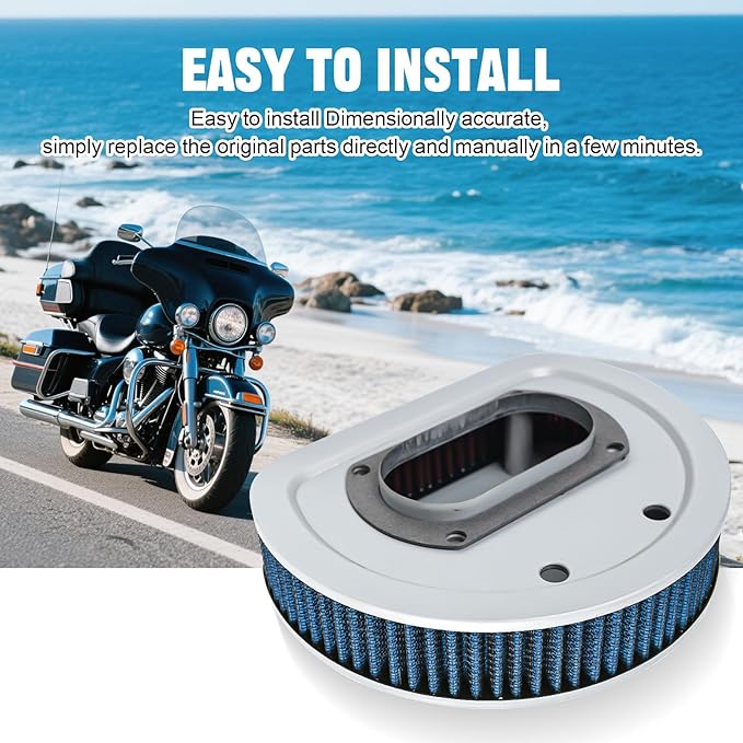 Motorcycle Air Filter 29462-99 1011-4208 High Flow Intake Cleaner Accessories for Harley 1999-2001 Electra Glide, Road King and Road Glide Models (Blue)